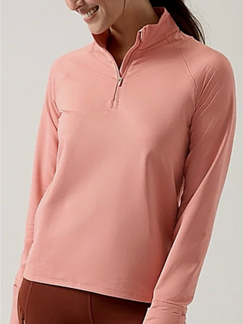 Athleta Whistler Women's Half-Zip Long Sleeve Top Conch Pink